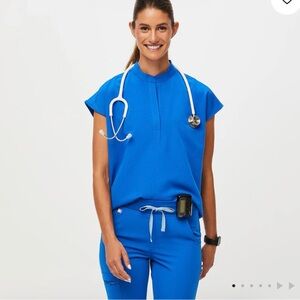Women's Bright Blue Medical Scrub Top - Brand: